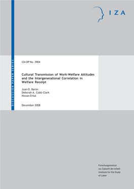 Cultural Transmission of Work-Welfare Attitudes and the Intergenerational Correlation in Welfare Receipt