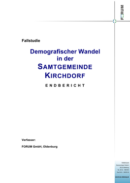 Demografischer Wandel in Der SAMTGEMEINDE KIRCHDORF