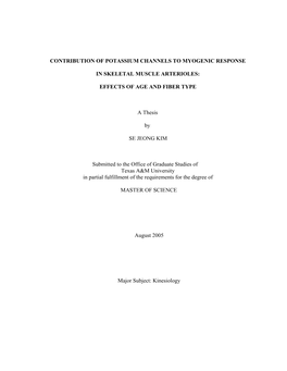 Contribution of Potassium Channels to Myogenic Response