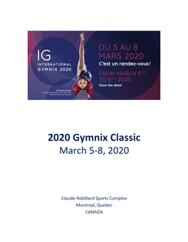 2020 Gymnix Classic March 5-8, 2020