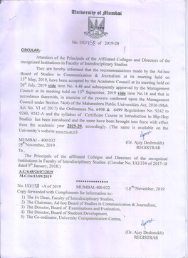 Item No. 4.48 Regarding Ordinances No. 6498 & 6499 the Syllabus of Certificate Course in Introduction