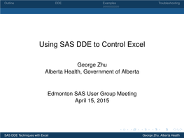 Using SAS DDE to Control Excel