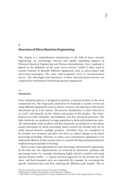 1 Overview of Micro Reaction Engineering