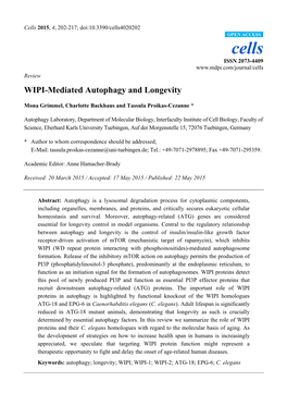 WIPI-Mediated Autophagy and Longevity