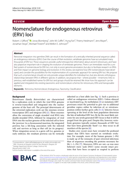 Nomenclature for Endogenous Retrovirus (ERV) Loci Robert J