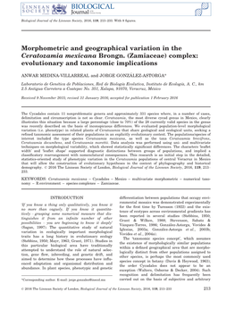 Morphometric and Geographical Variation in the Ceratozamia Mexicana Brongn