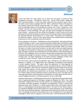 Institute of Town Planners, India Journal 11 X 4, October - December 2014