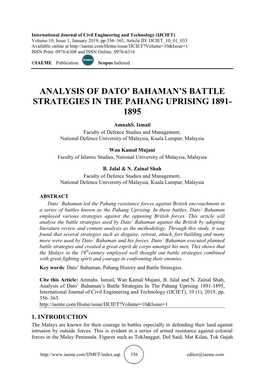 Analysis of Dato' Bahaman's Battle