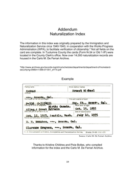 Addendum Naturalization Index