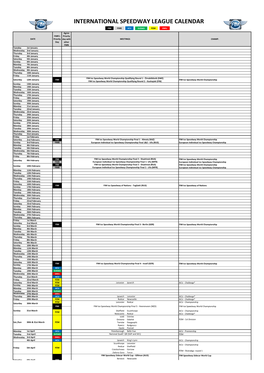 International Speedway League Calendar