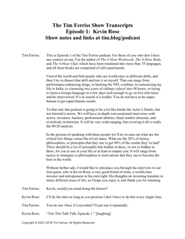 The Transcript of Episode 1 (Kevin Rose)