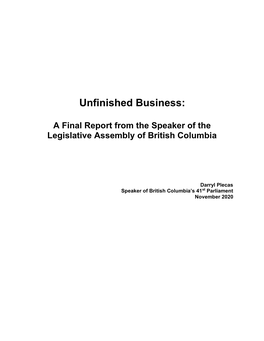Recently-Released Report by Former B.C. Speaker Darryl