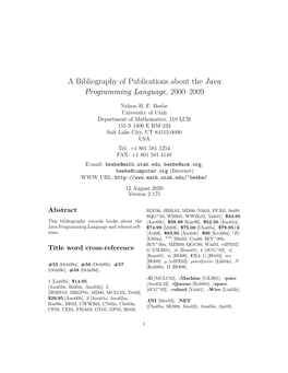 A Bibliography of Publications About the Java Programming Language, 2000–2009