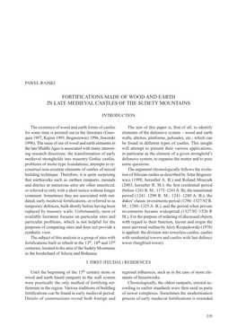 Fortifications Made of Wood and Earth in Late Medieval Castles of the Sudety Mountains