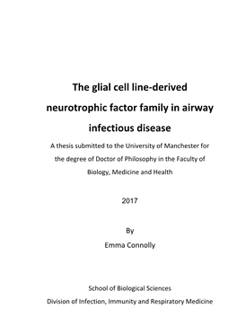 The Glial Cell Line-Derived Neurotrophic Factor Family in Airway Infectious Disease