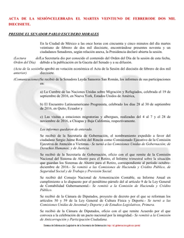 Acta De La Sesióncelebrada El Martes Veintiuno De Febrerode Dos Mil Diecisiete