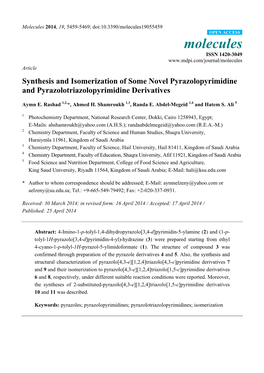 Synthesis and Isomerization of Some Novel Pyrazolopyrimidine and Pyrazolotriazolopyrimidine Derivatives