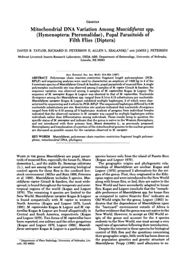 Mitochondrial DNA Variation Among Muscidifurax Spp. (Hymenoptera: Pteromalidae), Pupal Parasitoids of Filth Flies (Diptera)