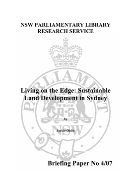 Living on the Edge: Sustainable Land Development in Sydney Briefing