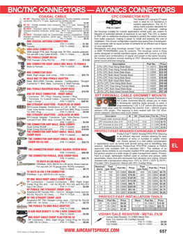 BNC/TNC CONNECTORS — AVIONICS CONNECTORS COAXIAL CABLE CPC CONNECTOR KITS RG 400 - Standard Cable for Radio Installations