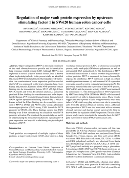 Regulation of Major Vault Protein Expression by Upstream Stimulating Factor 1 in SW620 Human Colon Cancer Cells