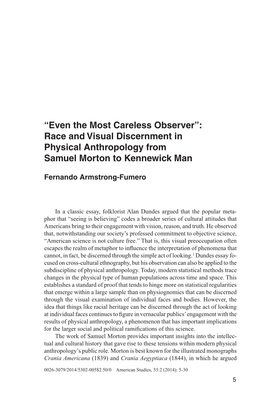 Race and Visual Discernment in Physical Anthropology from Samuel Morton to Kennewick Man