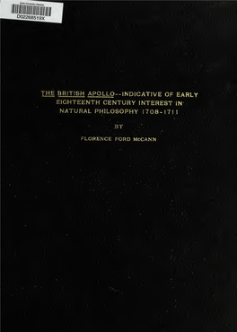 The British Apollo Indicative of Early Eighteenth Century Interest In