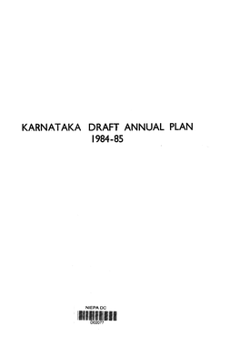 Karnataka Draft Annual Plan 1984-85