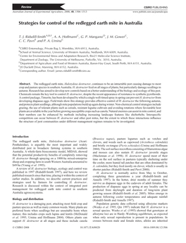 Strategies for Control of the Redlegged Earth Mite in Australia