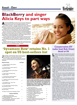 Blackberry and Singer Alicia Keys to Part Ways