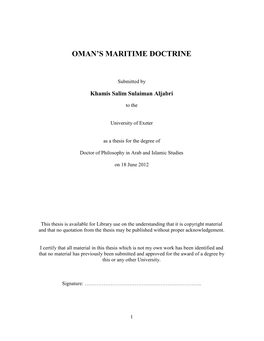 Oman's Maritime Doctrine