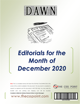 Editorials for the Month of December 2020