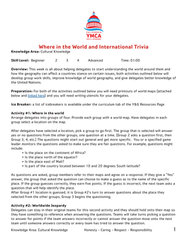 1 YMCA Where in the World and International Trivia