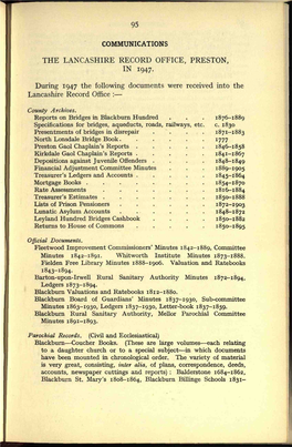 The County Record Office, Preston, in 1947