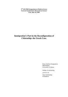 Migration and Minorities I