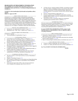 NUEDEXTA (Dextromethorphan Hydrobromide and Quinidien Sulfate)