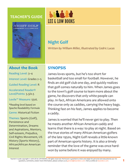 Night Golf Written by William Miller, Illustrated by Cedric Lucas