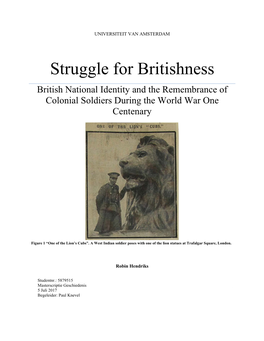Struggle for Britishness British National Identity and the Remembrance of Colonial Soldiers During the World War One Centenary