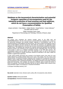 Database on the Taxonomical Characterisation and Potential