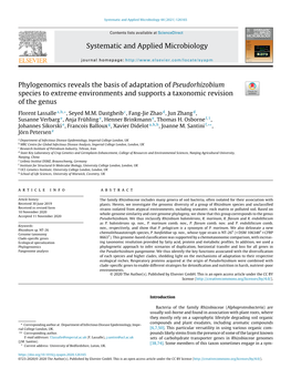 Phylogenomics Reveals the Basis of Adaptation of Pseudorhizobium