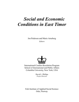 Social and Economic Conditions in East Timor