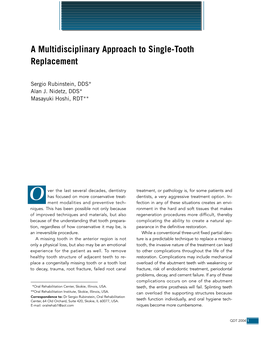 A Multidisciplinary Approach to Single-Tooth Replacement