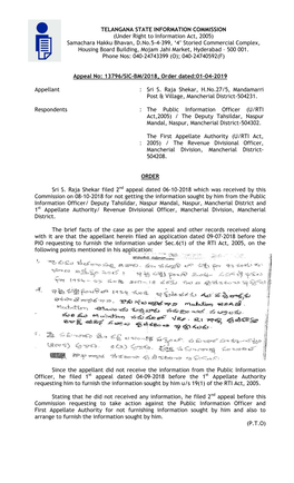 (Under Right to Information Act, 2005) Samachara Hakku Bhavan, D.No.5