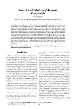 Anaerobic Metabolism of Aromatic Compounds