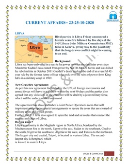 Current Affairs= 23-25-10-2020