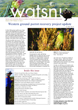 Western Ground Parrot Recovery Project Update by Mike Barth