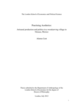 Practising Aesthetics: Artisanal Production and Politics in a Woodcarving Village in Oaxaca, Mexico