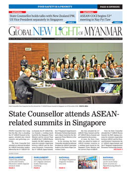 State Counsellor Attends ASEAN- Related Summits in Singapore