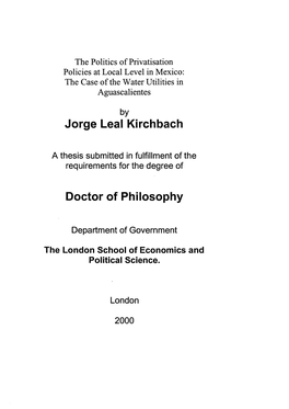 Jorge Leal Kirchbach Doctor of Philosophy