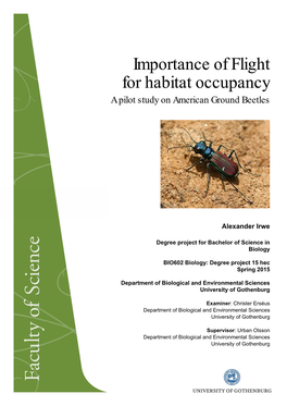 Importance of Flight for Habitat Occupancy a Pilot Study on American Ground Beetles